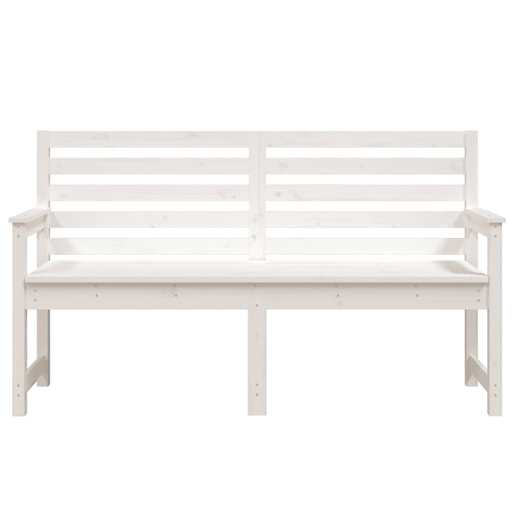 Panca da Giardino Bianca 159,5x48x91,5cm Legno Massello di Pino 824068