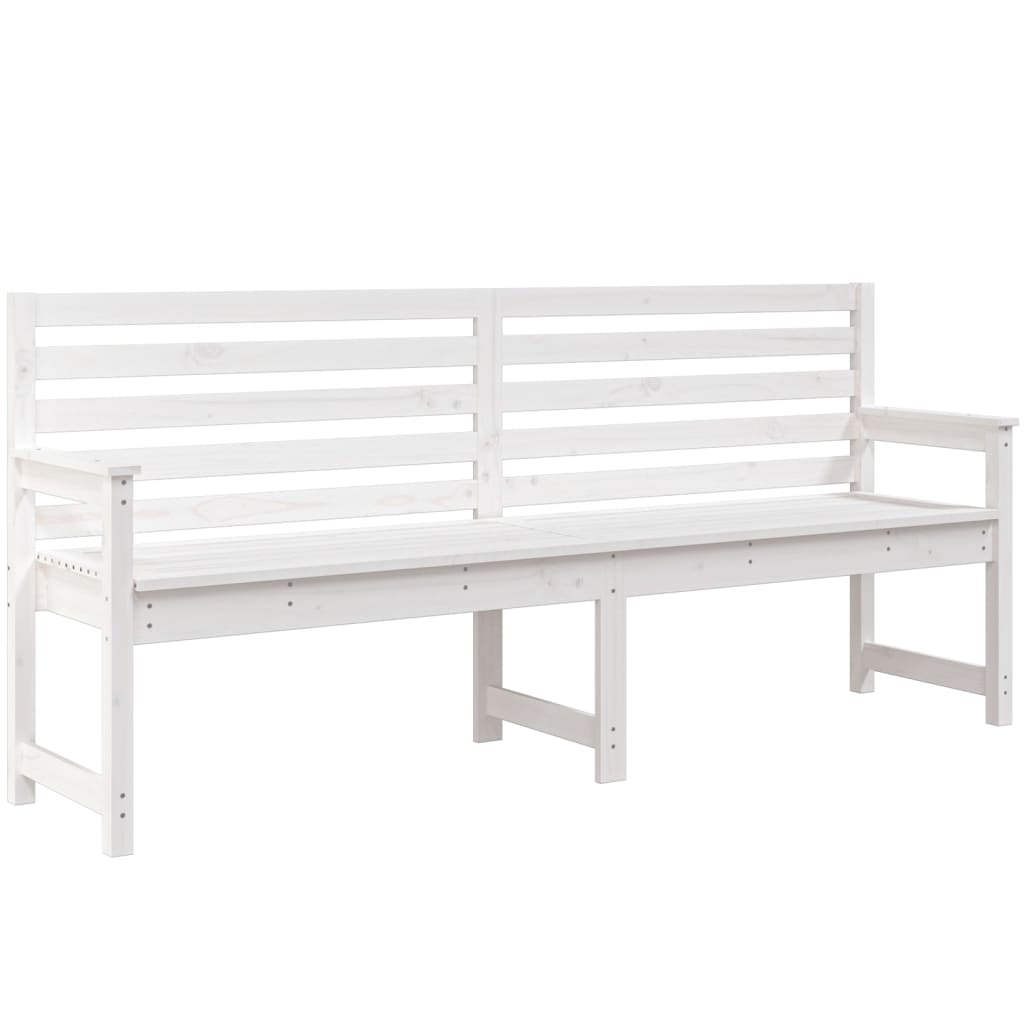 Panca da Giardino Bianca 203,5x48x91,5cm Legno Massello di Pinocod mxl 82001
