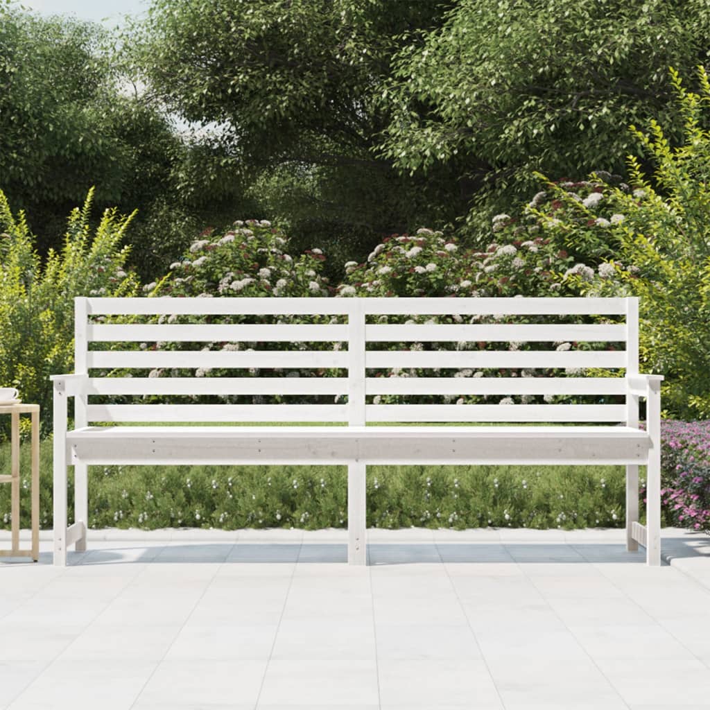 Panca da Giardino Bianca 203,5x48x91,5cm Legno Massello di Pino 824075