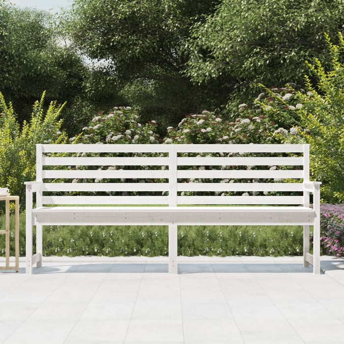 Panca da Giardino Bianca 203,5x48x91,5cm Legno Massello di Pino 824075