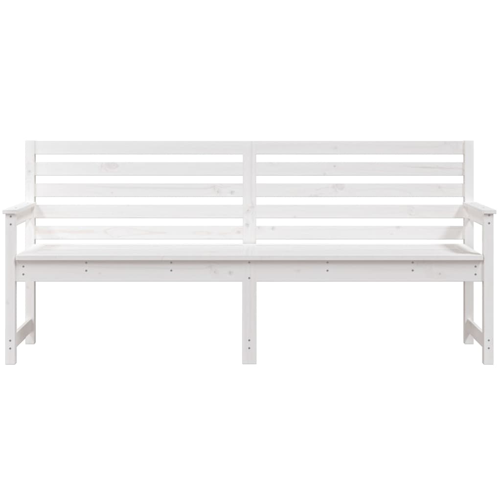 Panca da Giardino Bianca 203,5x48x91,5cm Legno Massello di Pino 824075
