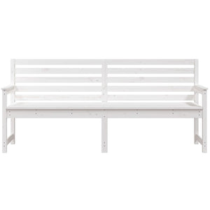 Panca da Giardino Bianca 203,5x48x91,5cm Legno Massello di Pino 824075