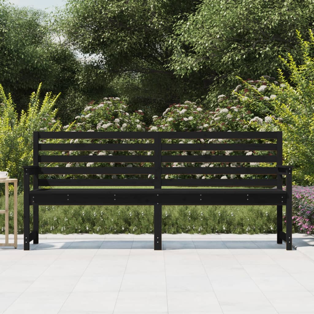 Panca da Giardino Nera 203,5x48x91,5 cm Legno Massello di Pino 824078