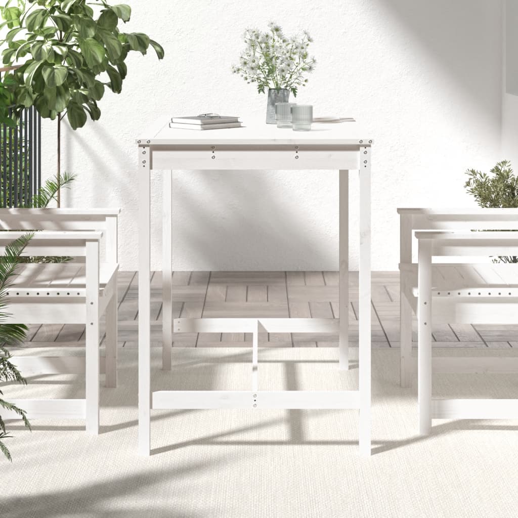 Tavolo da Giardino Bianco 121x82,5x110cm Legno Massello di Pinocod mxl 82010