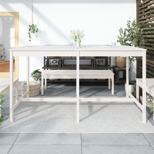 Tavolo da Giardino Bianco 203,5x90x110cm Legno Massello di Pino 824103