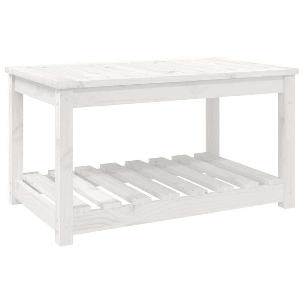 Tavolo da Giardino Bianco 82,5x50,5x45 cm Legno Massello Pino 824135