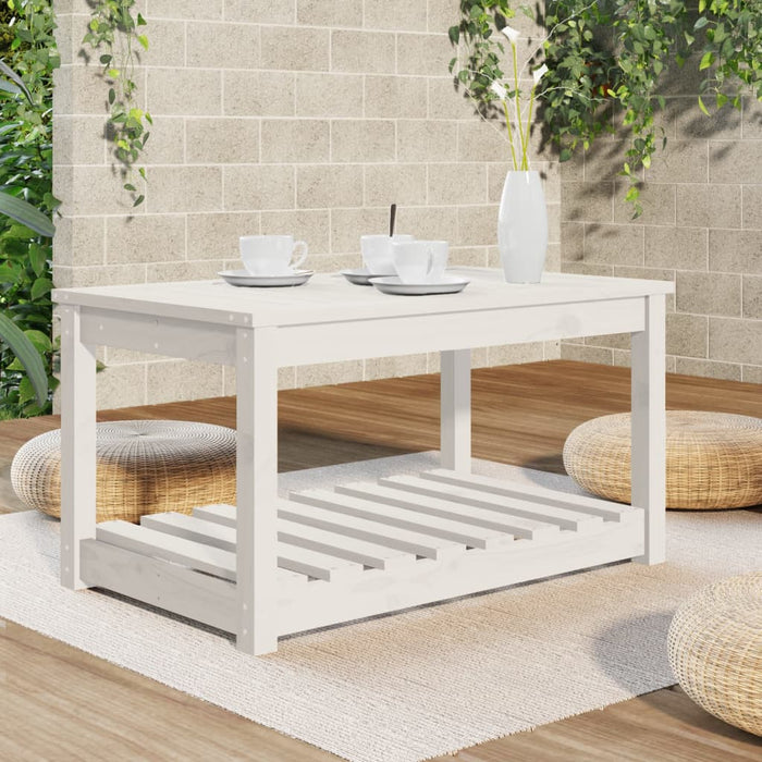 Tavolo da Giardino Bianco 82,5x50,5x45 cm Legno Massello Pino 824135