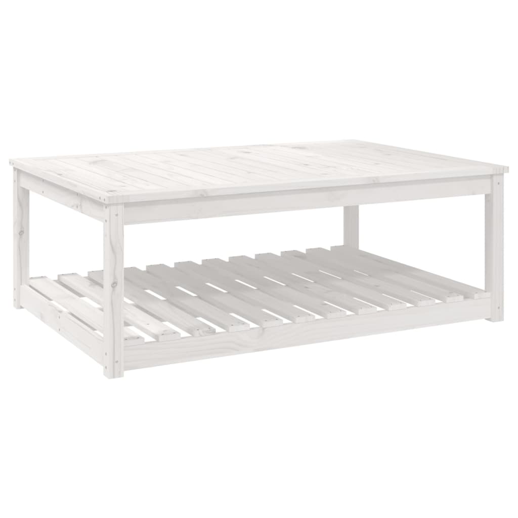 Tavolo da Giardino Bianco 121x82,5x45 cm Legno Massello di Pino 824149