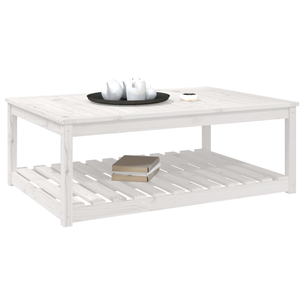 Tavolo da Giardino Bianco 121x82,5x45 cm Legno Massello di Pino 824149