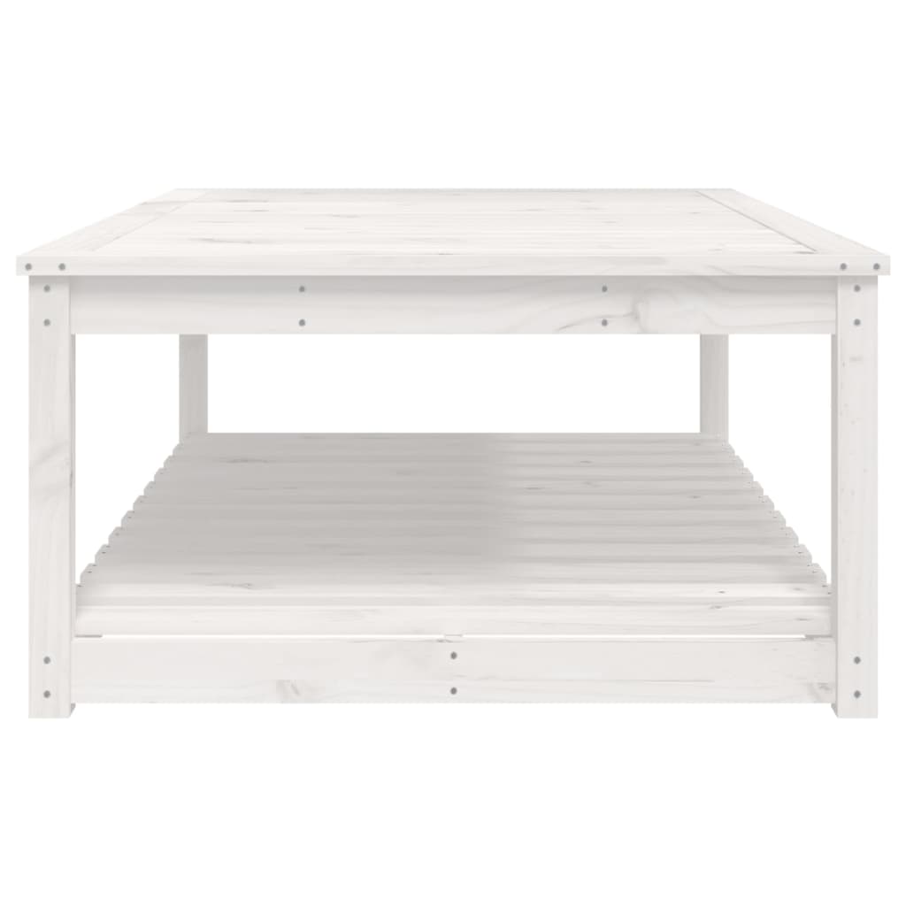 Tavolo da Giardino Bianco 121x82,5x45 cm Legno Massello di Pino 824149