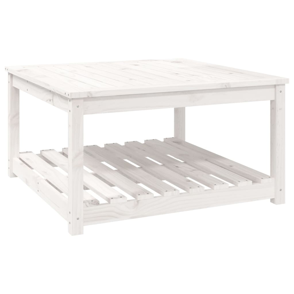 Tavolo da Giardino Bianco 82,5x82,5x45cm Legno Massello di Pino