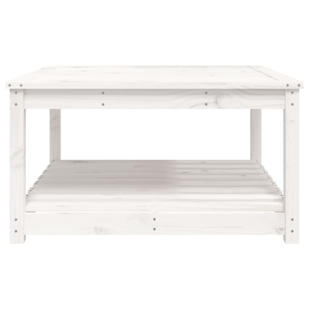 Tavolo da Giardino Bianco 82,5x82,5x45cm Legno Massello di Pino