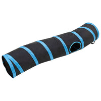 Tunnel per gatti a forma di S 122 cm poliestere nero e blu 02_0005141