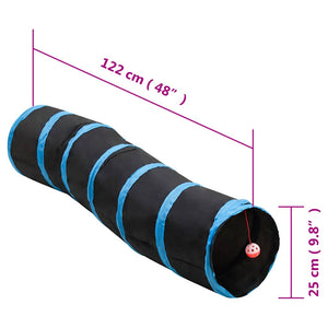 Tunnel per Gatti a S Nero e Blu 122 cm Poliestere 172185