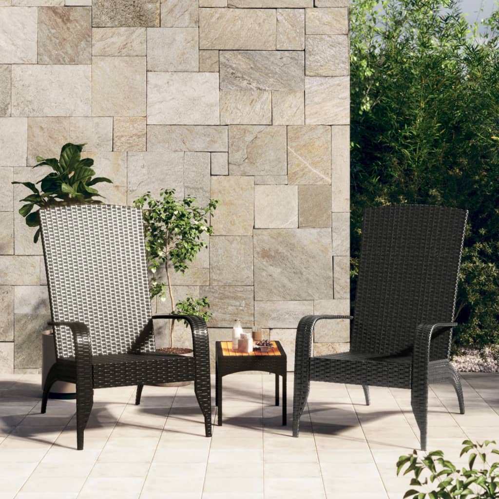 Sedia da giardino Adirondack nera in polyrattan 319694