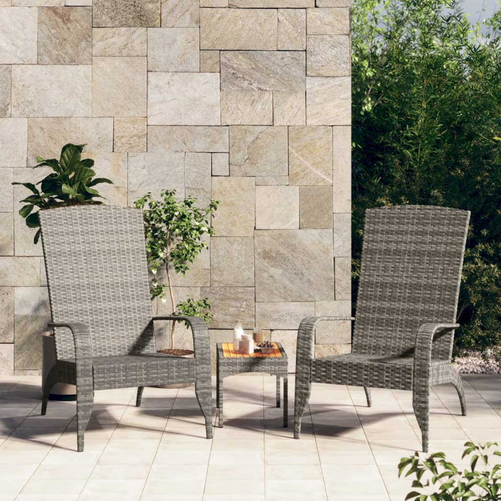 Sedia da giardino Adirondack grigia in polyrattan 319695