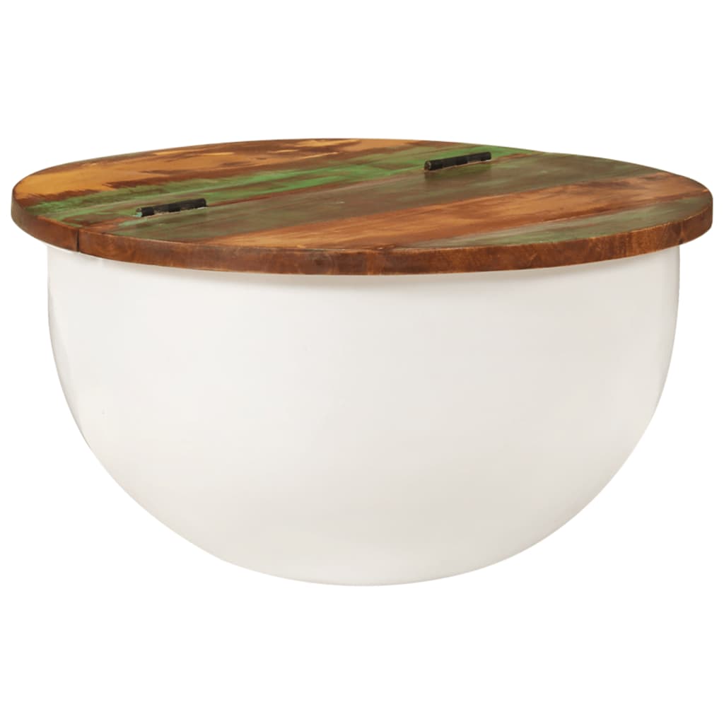 Tavolino da Salotto Bianco 50x27 cm Legno Massello di Recupero 351754