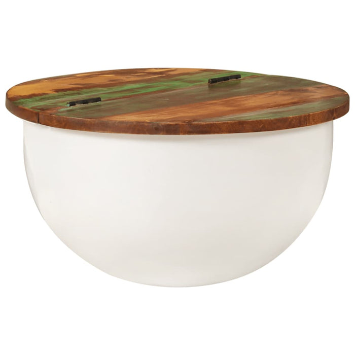 Tavolino da Salotto Bianco 50x27 cm Legno Massello di Recupero 351754