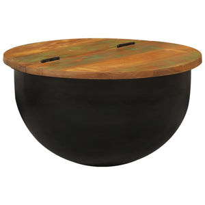 Tavolino da Salotto Nero 50x27 cm in Legno Massello di Recupero 351755