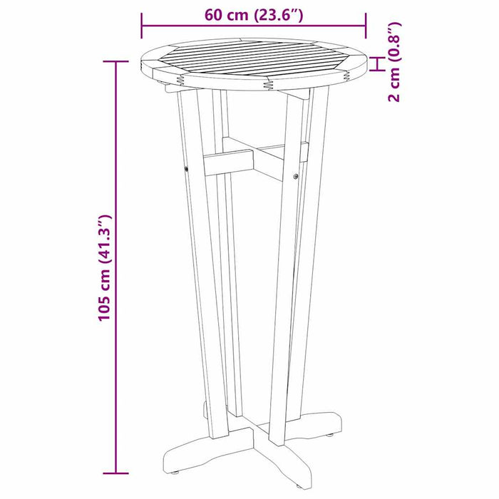 Tavolo da Bar da Giardino Ø60x105 cm Legno Massello di Acacia 319698