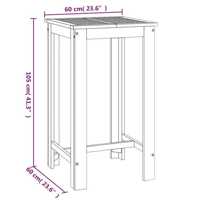Tavolo da Bar da Giardino 60x60x105 cm Legno Massello di Acacia 319700