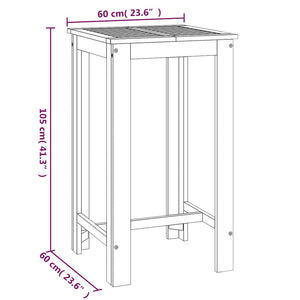Tavolo da Bar da Giardino 60x60x105 cm Legno Massello di Acacia  cod mxl 34373