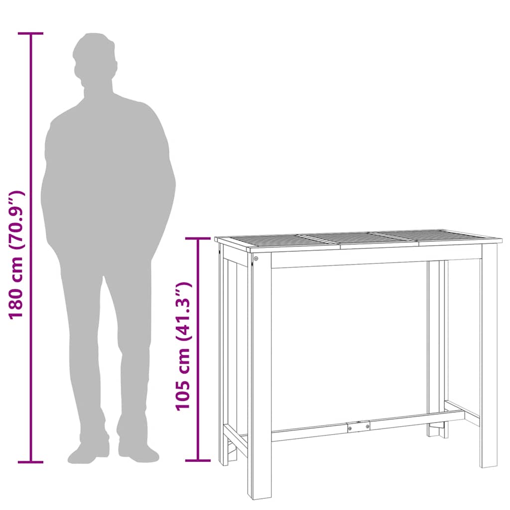 Tavolo da Bar da Giardino 120x60x105cm Legno Massello di Acacia 319701