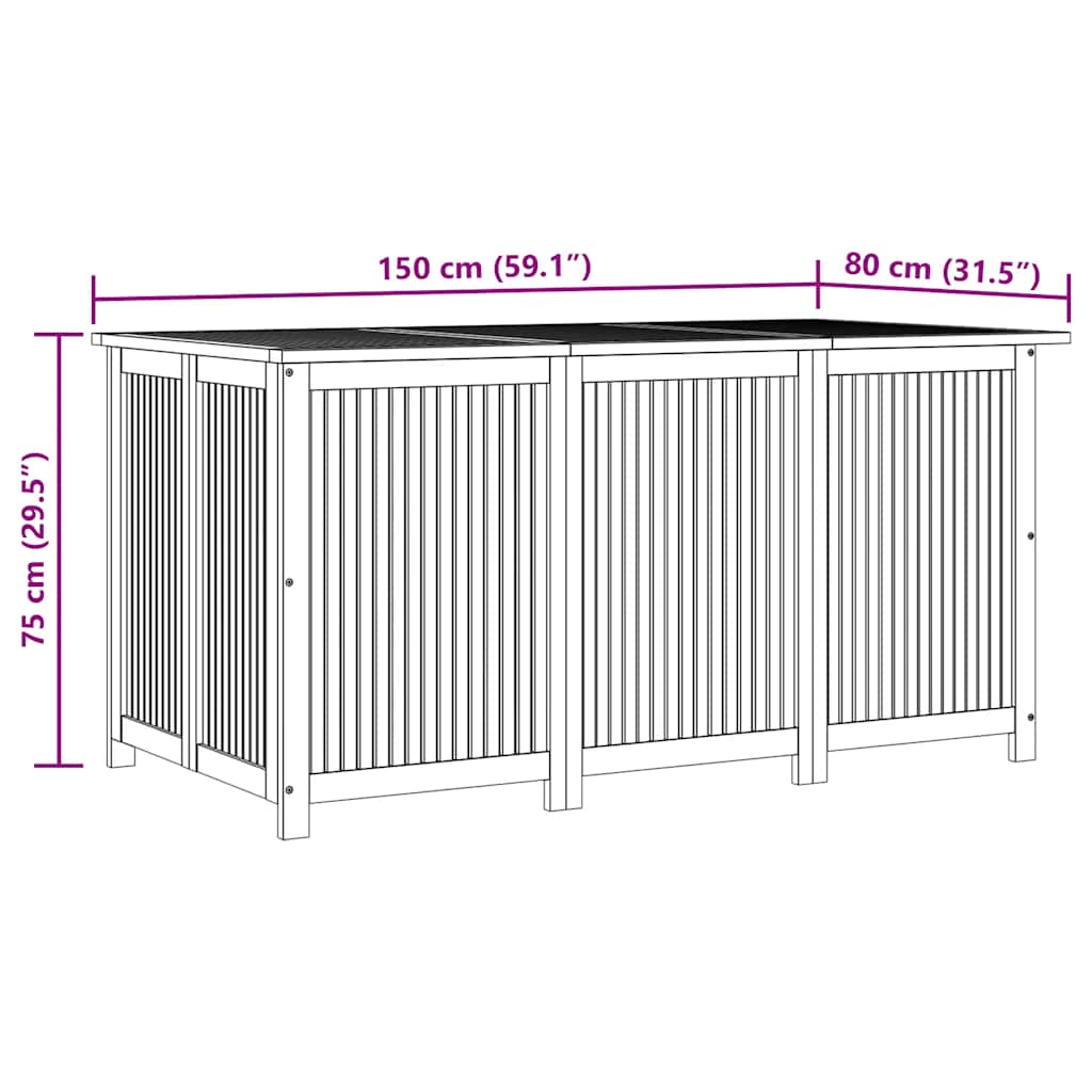 Contenitore da Giardino 150x80x75cm in Legno Massello di Acacia 319707
