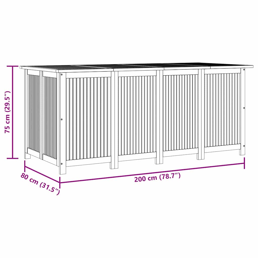 Contenitore da Giardino 200x80x75cm in Legno Massello di Acacia 319709