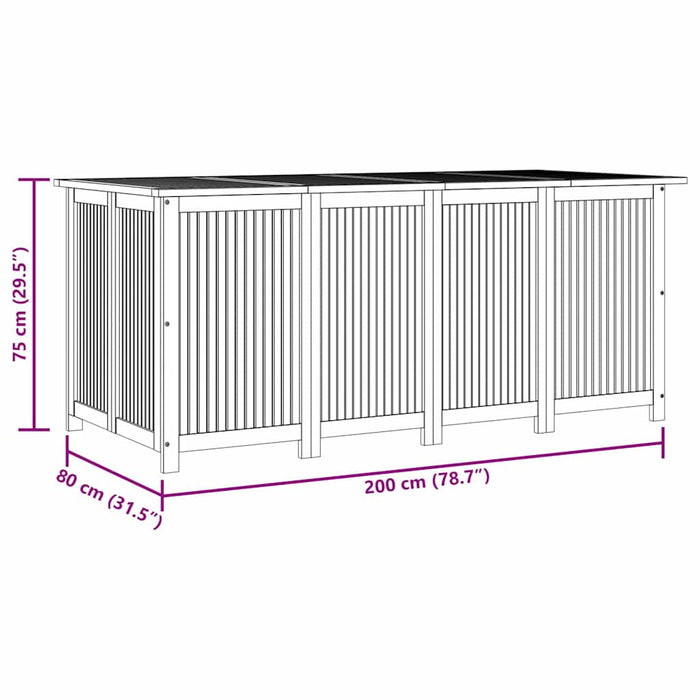 Contenitore da Giardino 200x80x75cm in Legno Massello di Acacia 319709