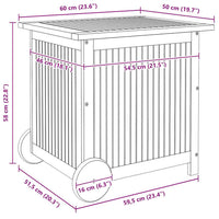 Contenitore Giardino con Ruote 60x50x58cm Legno Massello Acacia  cod mxl 69838