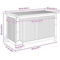 Contenitore Giardino con Ruote 90x50x58cm Legno Massello Acacia 319711