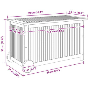Contenitore Giardino con Ruote 90x50x58cm Legno Massello Acacia 319711
