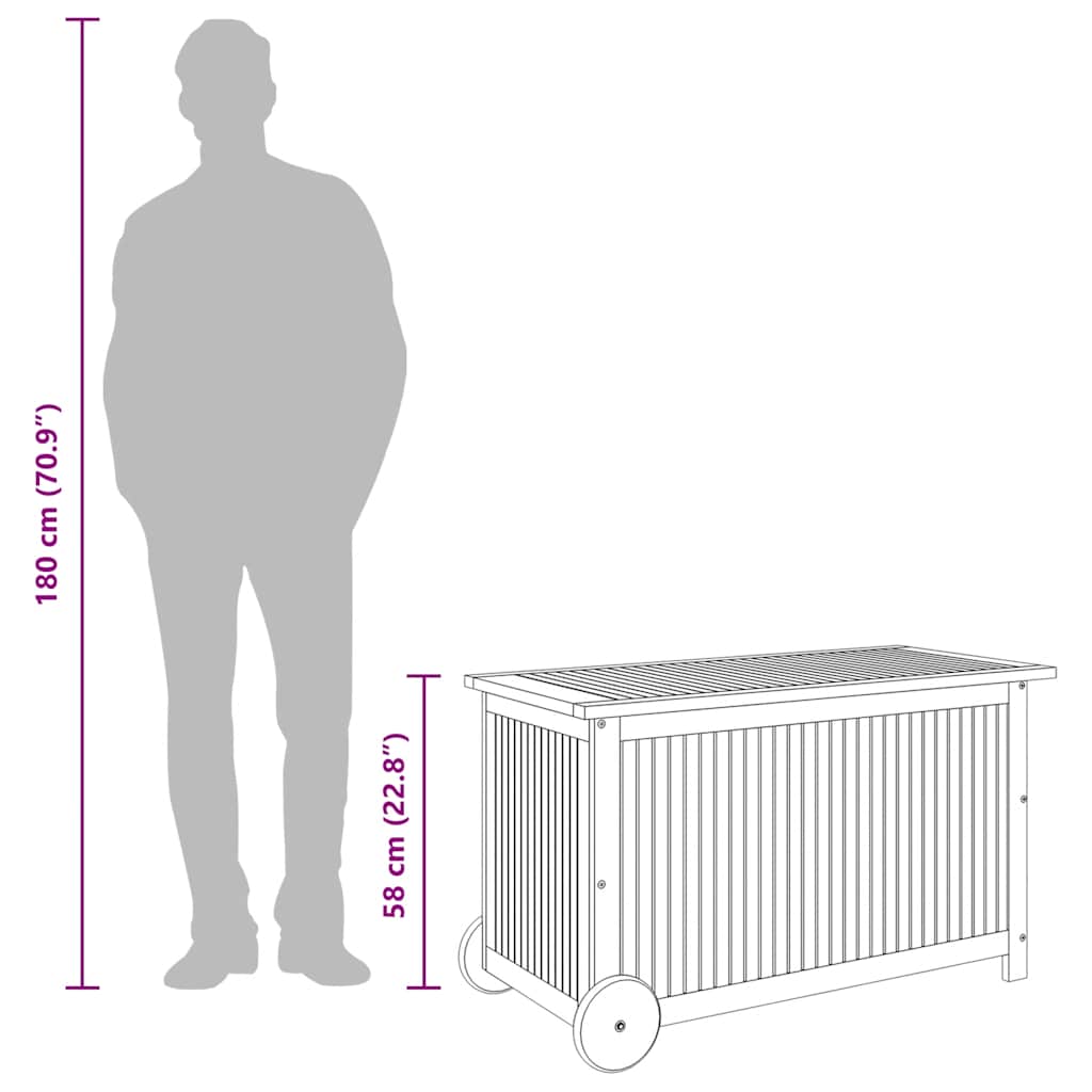 Contenitore Giardino con Ruote 90x50x58cm Legno Massello Acacia 319711
