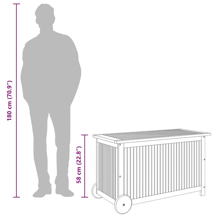 Contenitore Giardino con Ruote 90x50x58cm Legno Massello Acacia 319711