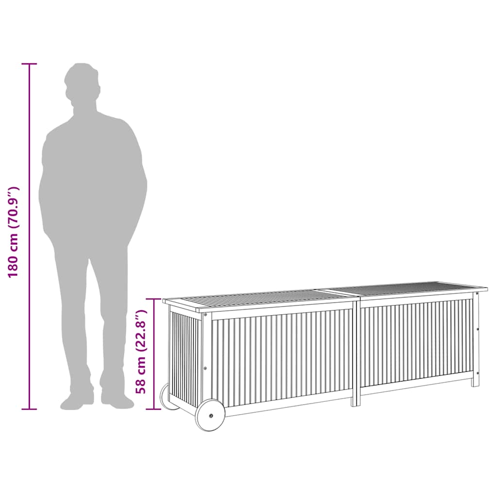 Contenitore da Giardino con Ruote 150x50x58cm Massello Acacia 319713