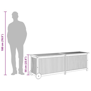 Contenitore da Giardino con Ruote 150x50x58cm Massello Acacia 319713
