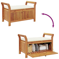 Panca Portaoggetti Giardino Cuscino 91 cm Legno Massello Acacia 319714