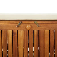 Panca da giardino mobile da giardino per esterni terrazza portaoggetti con cuscino 126 cm legno di acacia 02_0011808