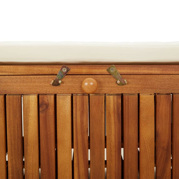 Panca da giardino mobile da giardino per esterni terrazza portaoggetti con cuscino 126 cm legno di acacia 02_0011808