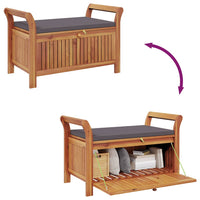 Panca Portaoggetti Giardino Cuscino 91 cm Legno Massello Acacia 319716