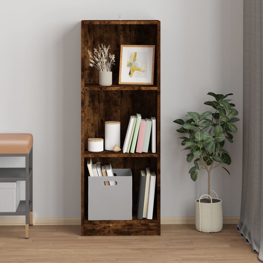 Libreria a 3 Ripiani Rovere Fumo 40x24x109 cm Legno Multistrato 819254