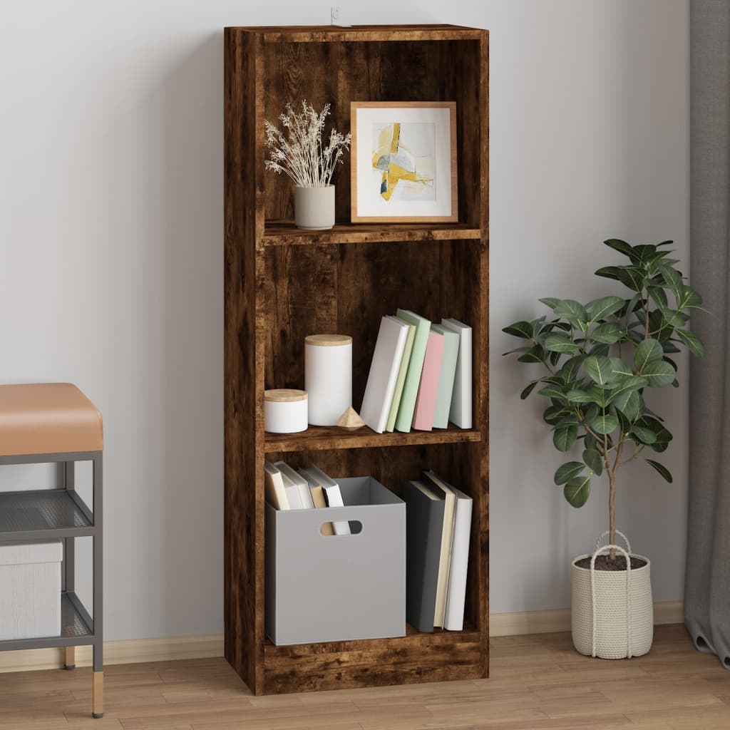 Libreria a 3 Ripiani Rovere Fumo 40x24x109 cm Legno Multistrato 819254