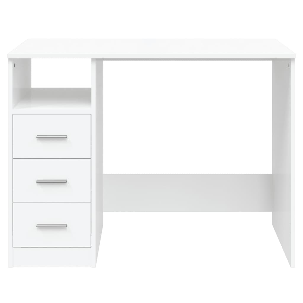 Scrivania tavolo postazione di lavoro mobile per computer studio con cassetti 102 x 50 x 76 cm derivati ​​del legno bianco 02_0023465