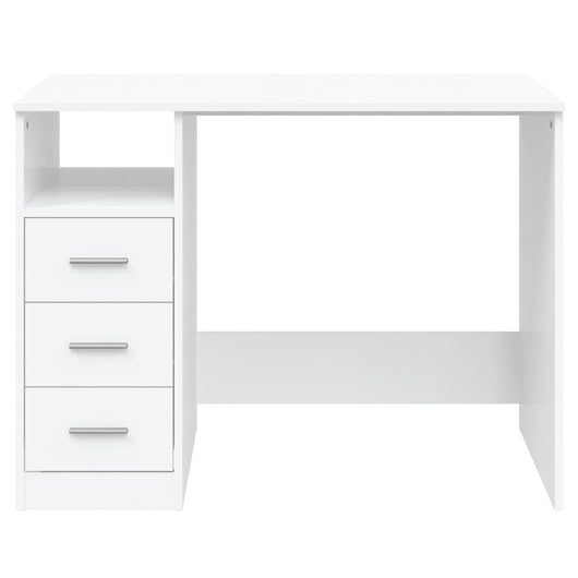 Scrivania tavolo postazione di lavoro mobile per computer studio con cassetti 102 x 50 x 76 cm derivati ​​del legno bianco 02_0023465