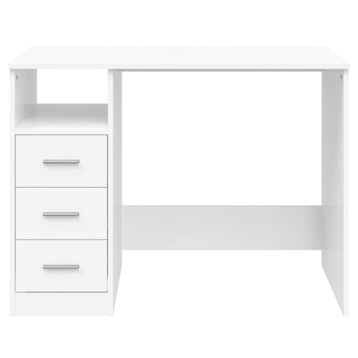 Scrivania tavolo postazione di lavoro mobile per computer studio con cassetti 102 x 50 x 76 cm derivati ​​del legno bianco 02_0023465