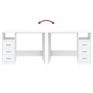 Scrivania con Cassetti Bianca 102x50x76 cm in Legno Multistrato cod mxl 76578