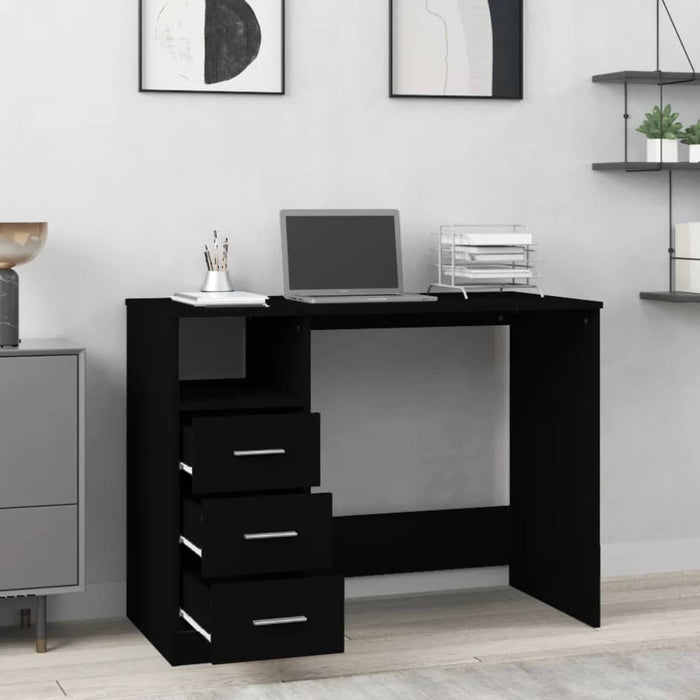 Scrivania con Cassetti Nera 102x50x76 cm in Legno Multistrato cod mxl 75806