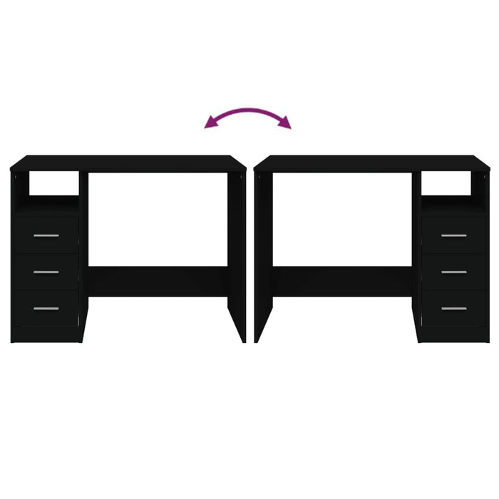 Scrivania con Cassetti Nera 102x50x76 cm in Legno Multistrato cod mxl 75806