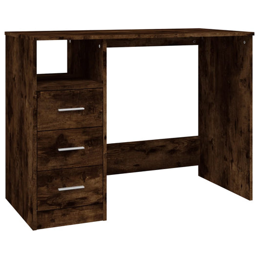 Scrivania tavolo postazione di lavoro mobile per computer studio con cassetti rovere affumicato 102 x 50 x 76 cm derivati ​​del legno marrone 02_0023466